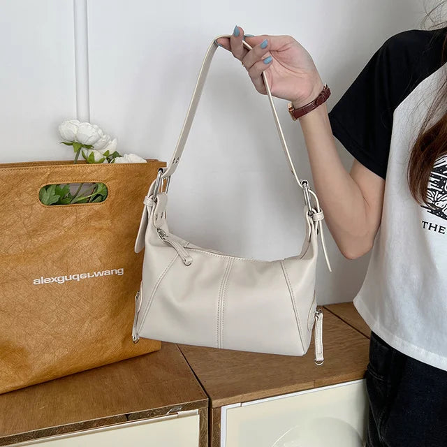 Small PU Leather Women's Underarm Bag Retro Style