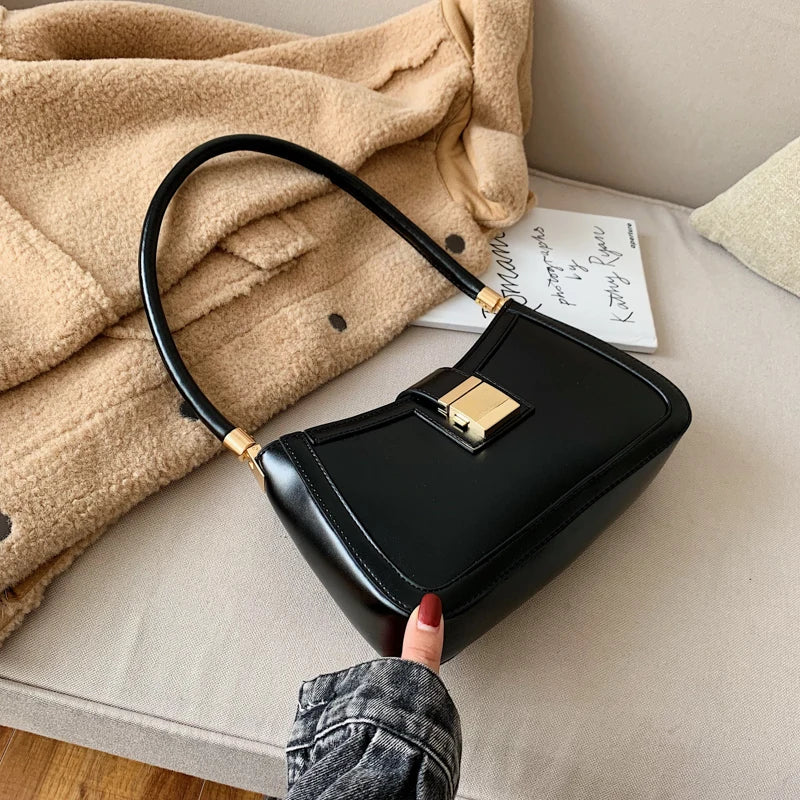 Solid PU Leather Crossbody Bag with Chain for Women