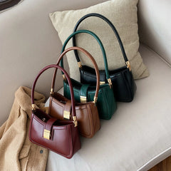 Solid PU Leather Crossbody Bag with Chain for Women