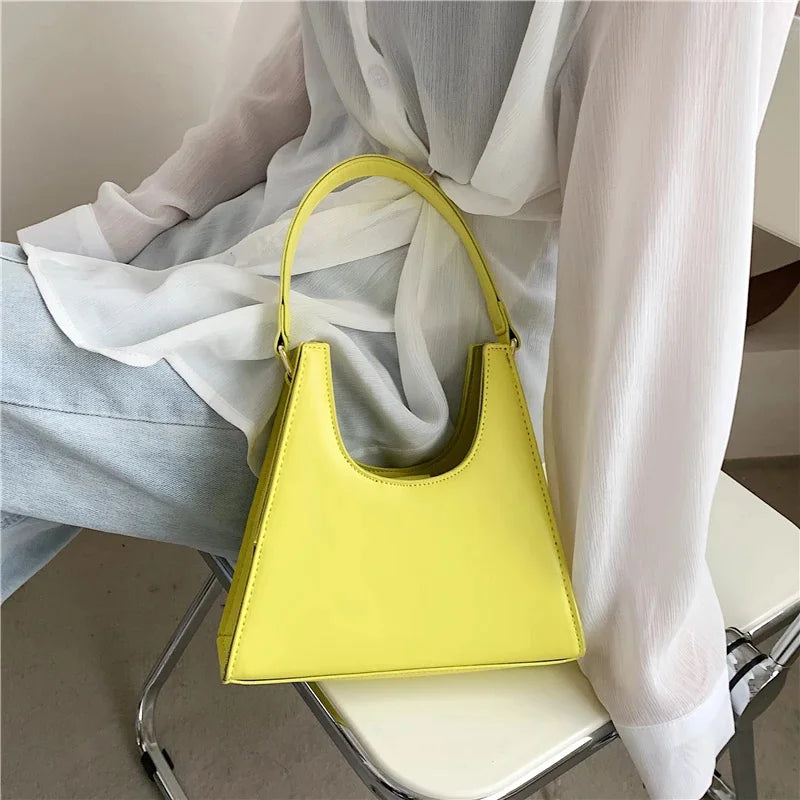 Small Solid PU Leather Underarm Shoulder Bags Crossbody Bag Female Handbags