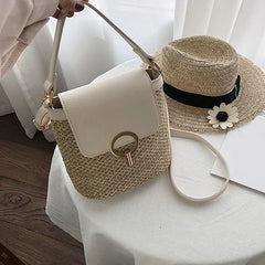 Women's Small Straw Bag Bucket Crossbody Rattan Beach Lady
