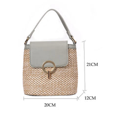 Straw Bucket Crossbody Bag Summer Travel Purse Handbag Shoulder Messenger
