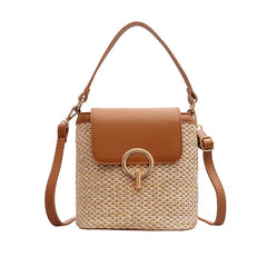 Small Straw Bucket Bags for Women Summer Crossbody Bags Lady