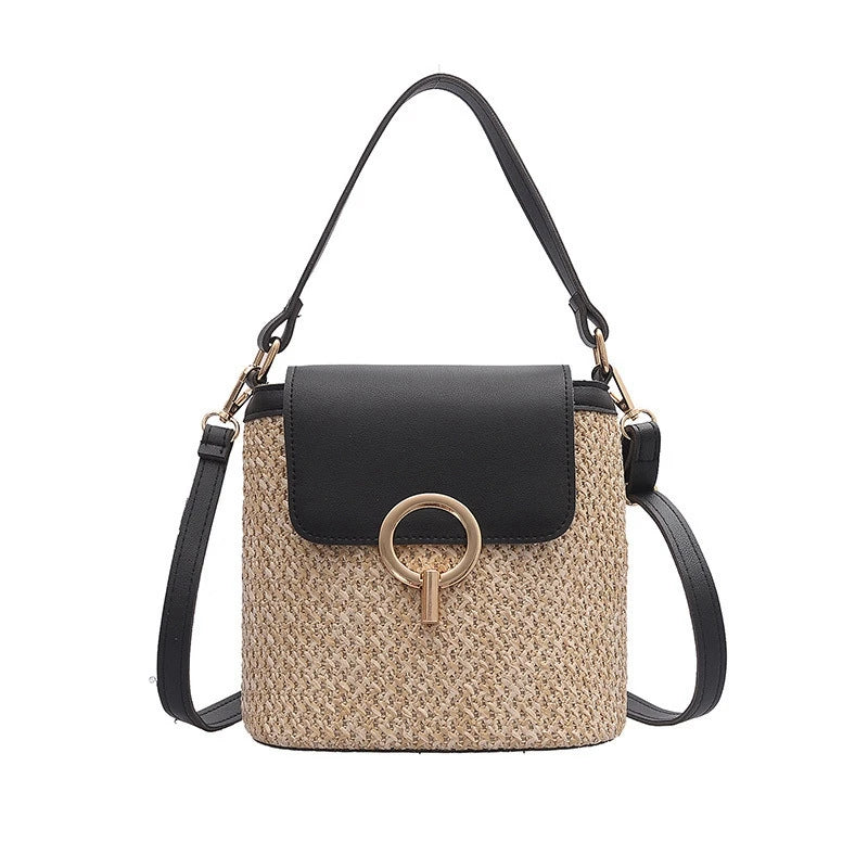 Small Straw Bucket Bags for Women Summer Crossbody Bags Lady