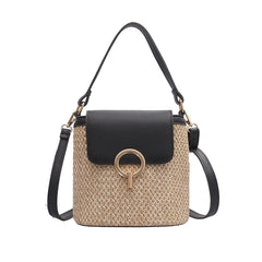 Small Straw Bucket Bags for Women Summer Crossbody Bags Lady