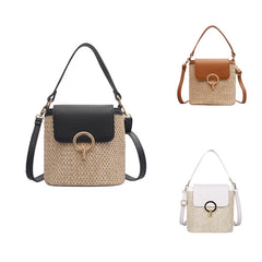 Small Straw Bucket Bags for Women Summer Crossbody Bags Lady