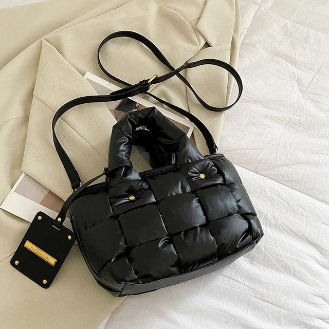 Small Weave Shoulder Bag Tote Ladies Padded Handbags Women Crossbody Bags