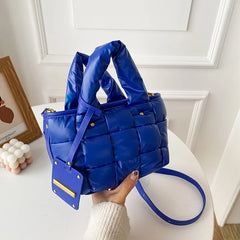 Small Weave Shoulder Bag Tote Ladies Padded Handbags Women Crossbody Bags