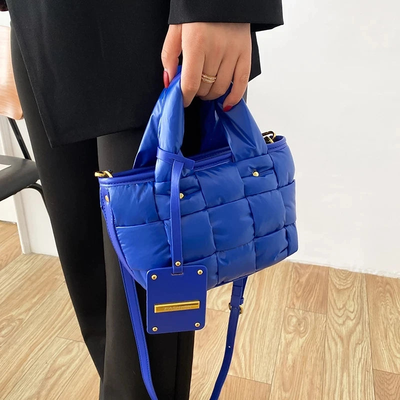 Small Weave Shoulder Bag Tote Ladies Padded Handbags Women Crossbody Bags