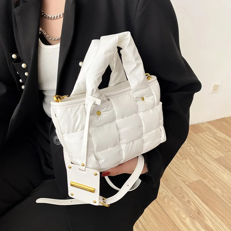 Small Weave Shoulder Bag Tote Ladies Padded Handbags Women Crossbody Bags