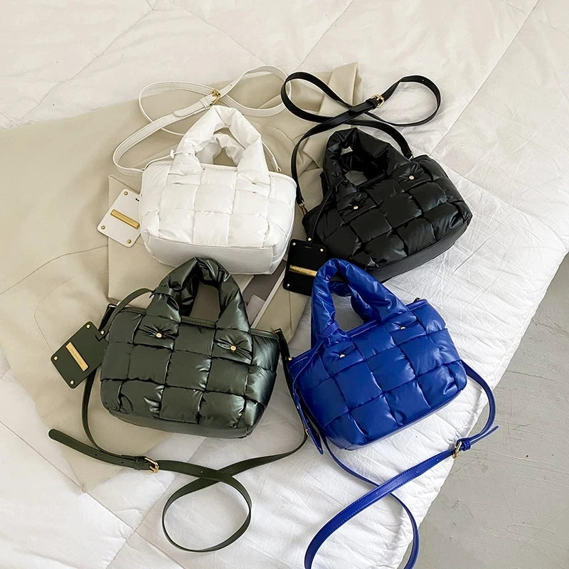 Small Weave Shoulder Bag Tote Ladies Padded Handbags Women Crossbody Bags