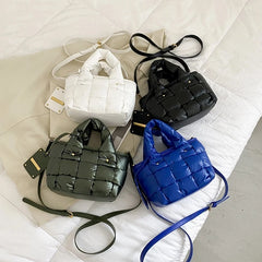 Small Weave Shoulder Bag Tote Ladies Padded Handbags Women Crossbody Bags
