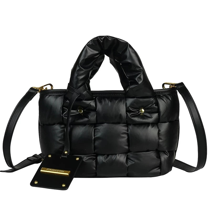 Small Weave Shoulder Bag Tote Ladies Padded Handbags Women Crossbody Bags