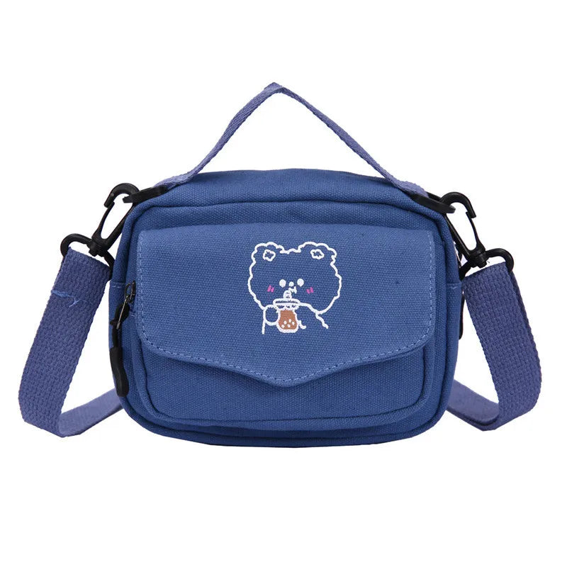 Women Canvas Shoulder Bag Cartoon Print Mini Handbags