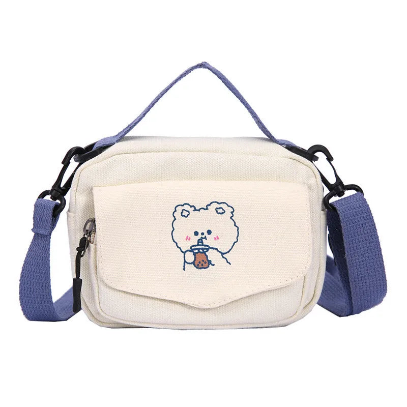 Women Canvas Shoulder Bag Cartoon Print Mini Handbags