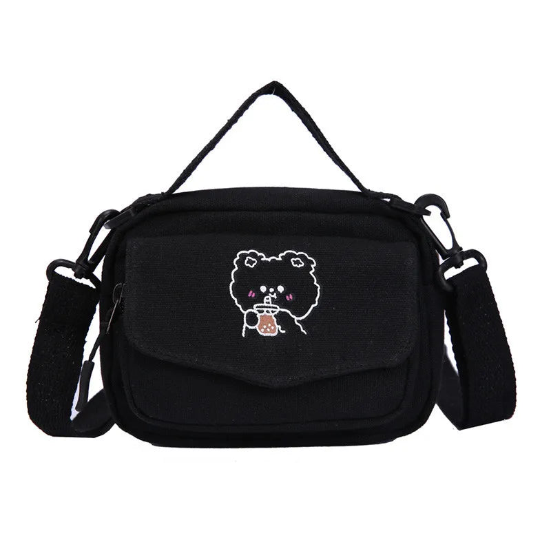 Women Canvas Shoulder Bag Cartoon Print Mini Handbags