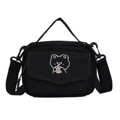 Women Canvas Shoulder Bag Cartoon Print Mini Handbags