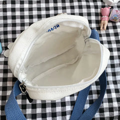 Women Canvas Shoulder Bag Cartoon Print Mini Handbag Phone Crossbody Purse