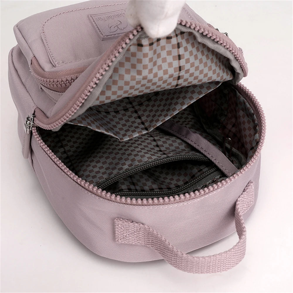 Small Women's Backpack Solid High Nylon School Bag