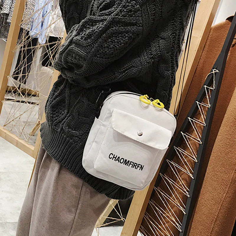 Canvas Tote Bags for Women Letter Handbag Crossbody Messenger Pouch