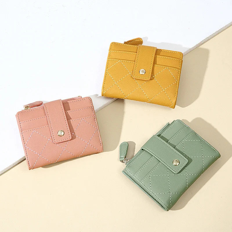 Zipper Wallet Coin Purse Clutch Short Wallet for Women PU Leather Female Purses