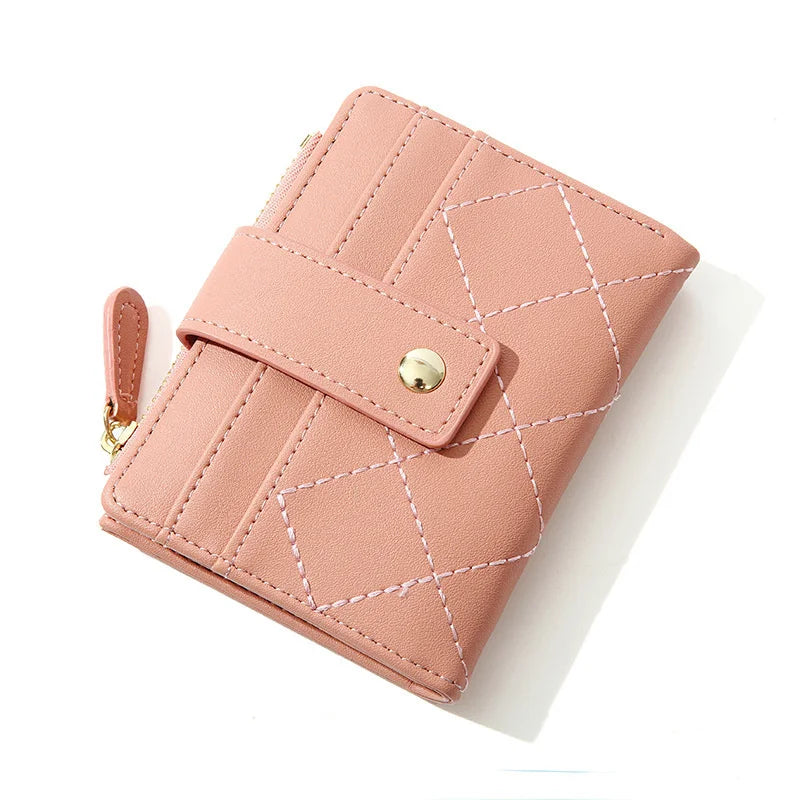 Zipper Wallet Coin Purse Clutch Short Wallet for Women PU Leather Female Purses