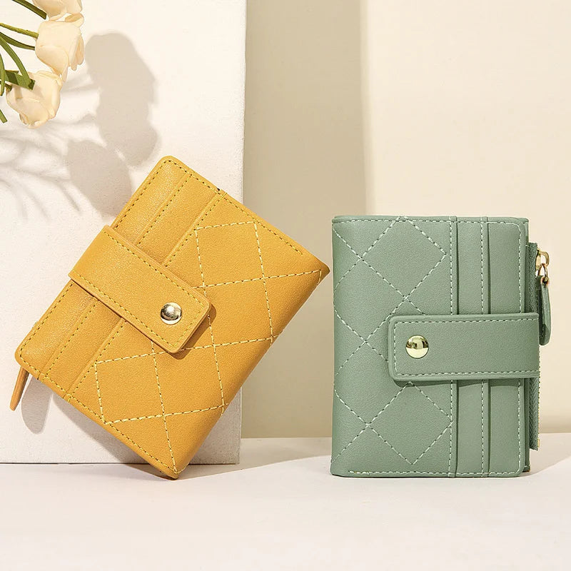 Zipper Wallet Coin Purse Clutch Short Wallet for Women PU Leather Female Purses