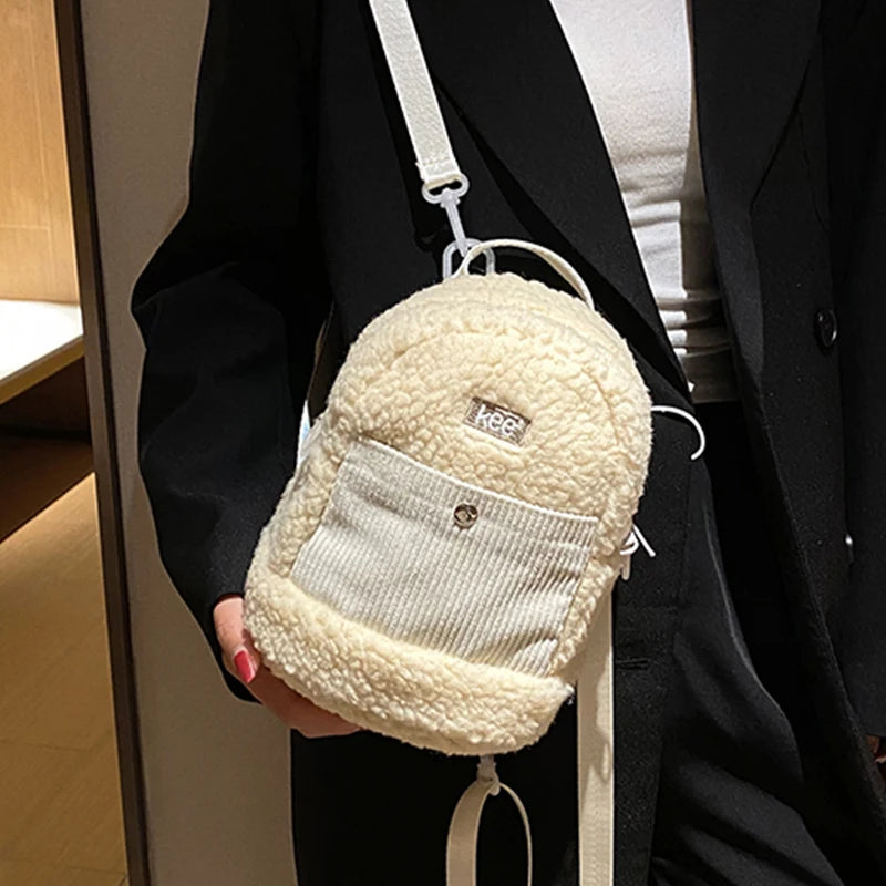 Warm Plush Tote Bag for Women Winter Shoulder Messenger Bag