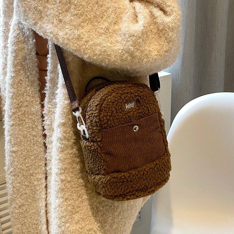 Warm Plush Tote Bag for Women Winter Shoulder Messenger Bag