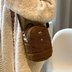 Warm Plush Tote Bag for Women Winter Shoulder Messenger Bag