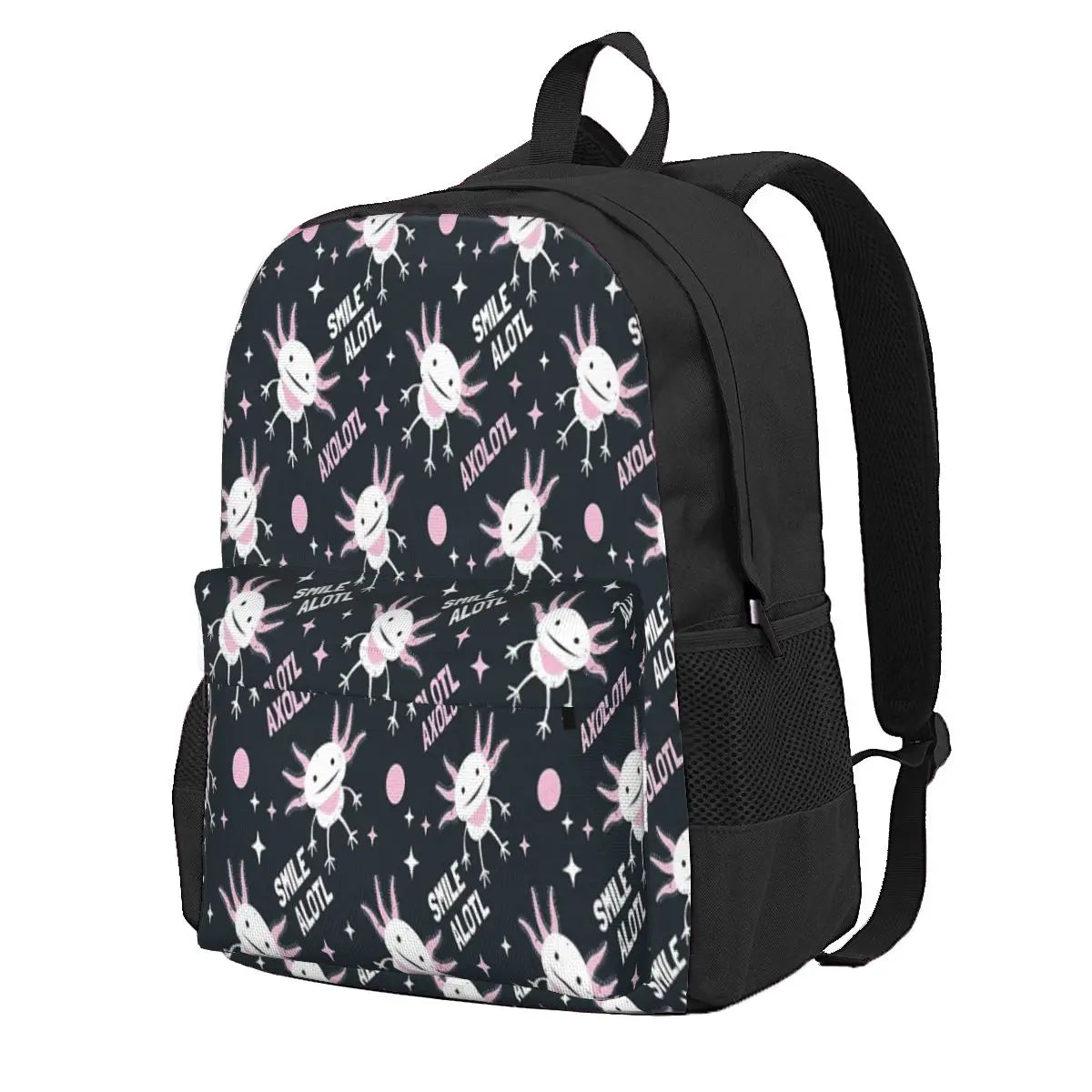 Smile Axolotl Backpacks Men's & Women's Bags Your Name B