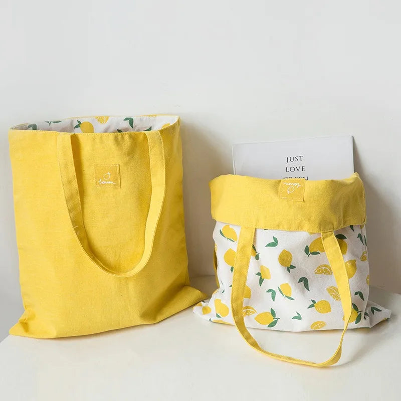 Cotton Linen Shoulder Bag Floral Tote for Women Shopping Canvas Handbag