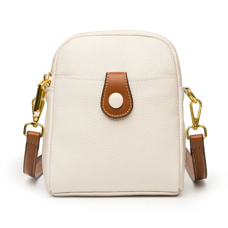 Soft Cow Leather Purses Women Phone Bag Button Crossbody Bags for Lady