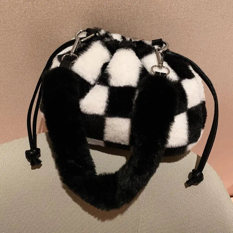 Soft Faux Fur Shoulder Bags Women Ladies Plush Hand Bags Clutch Purse