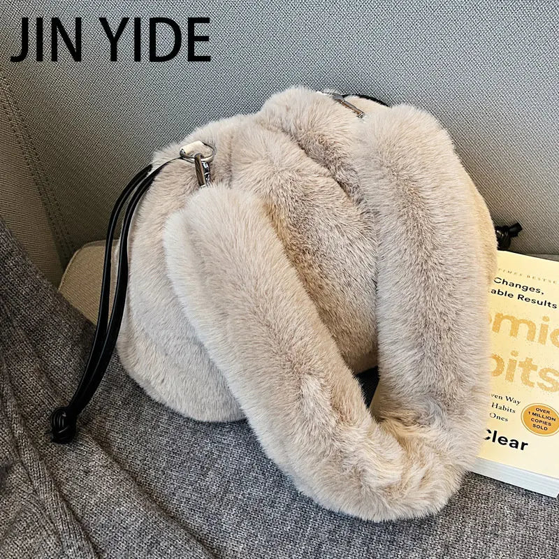 Soft Faux Fur Shoulder Bags Women Ladies Plush Hand Bags Clutch Purse
