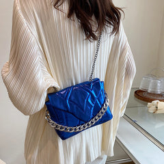Glossy Leather Chain Shoulder Bag For Women
