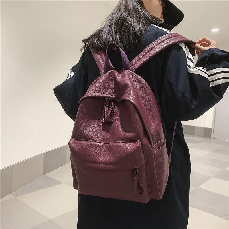 Soft Leather Backpack High PU Leather Women's Backpack for Teenage Girls