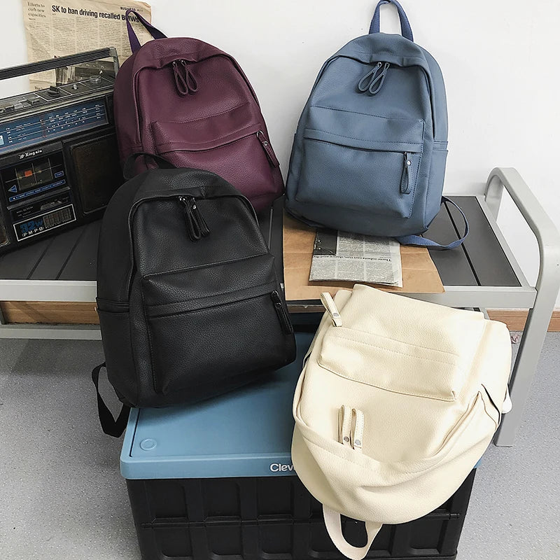 Soft Leather Backpack High PU Leather Women's Backpack for Teenage Girls