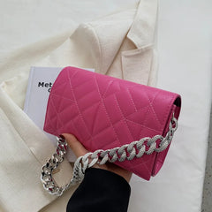 Green Quilted Shoulder Bag for Women Retro Clutch Tote