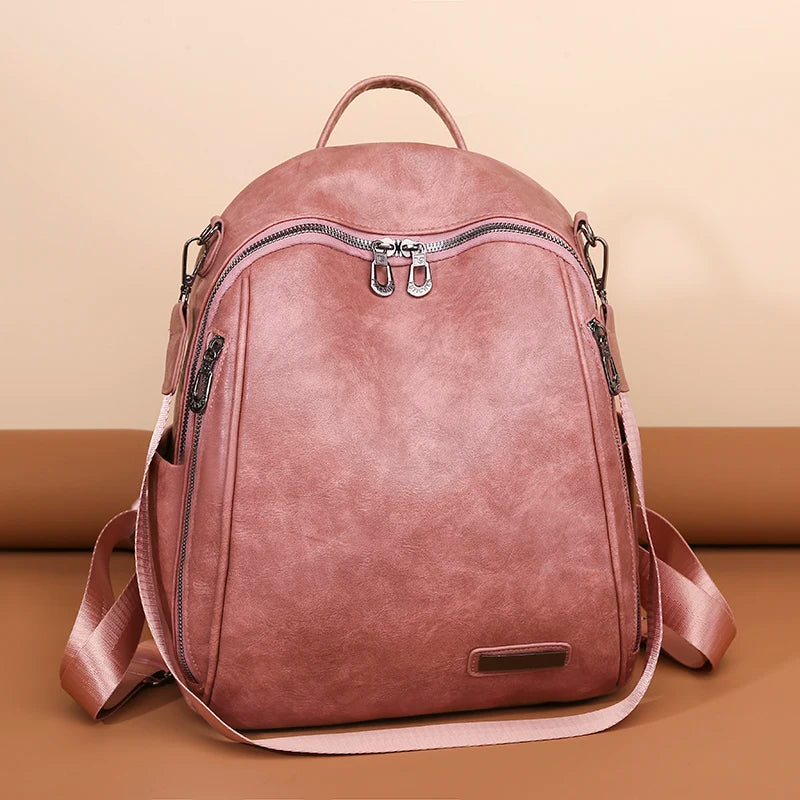 Soft Leather Women's Backpack Cowhide High Travel Female Rucksack