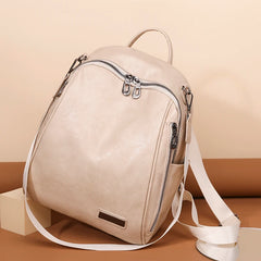 Soft Leather Women's Backpack Cowhide High Travel Female Rucksack