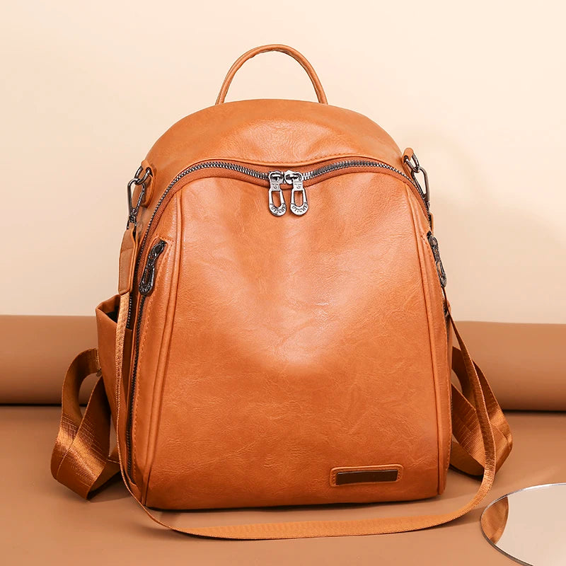 Soft Leather Women's Backpack Cowhide High Travel Female Rucksack