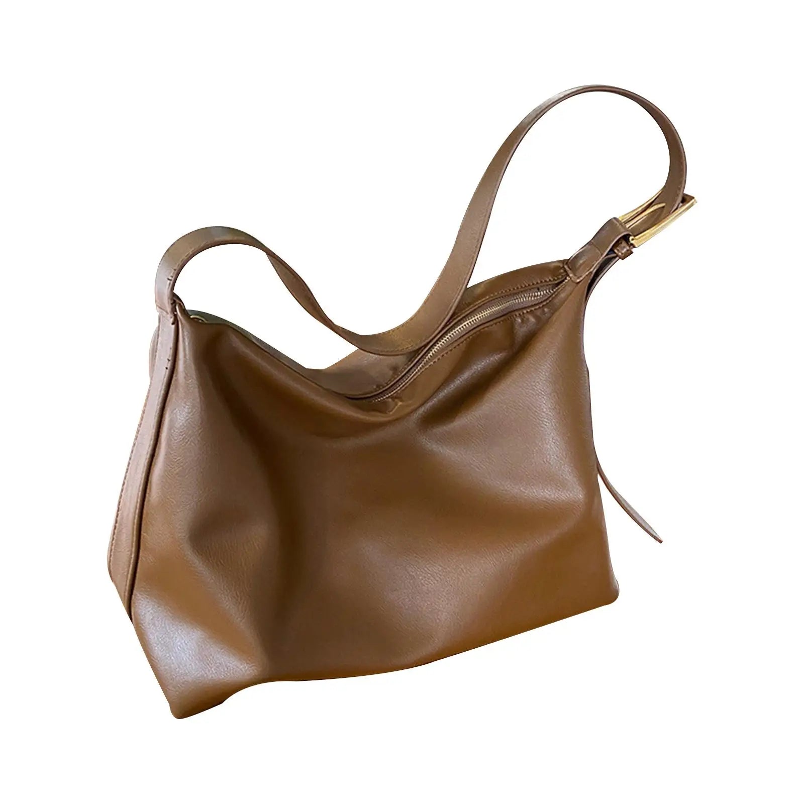 Soft Leather Hobo Purse with Pocket Bucket Bag Women Shoulder Bag Hand Bag