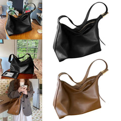 Soft Leather Hobo Purse with Pocket Bucket Bag Women Shoulder Bag Hand Bag