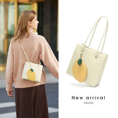 Soft Leather Satchels Lemon Shape Purses and Handbags