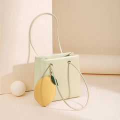 Soft Leather Satchels Lemon Shape Purses and Handbags