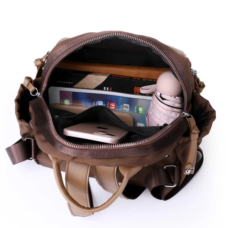 Soft Leather School Backpack Women's Shoulder Bags Anti-theft Travel Backpack