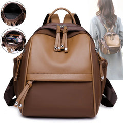 Soft Leather School Backpack Women's Shoulder Bags Anti-theft Travel Backpack