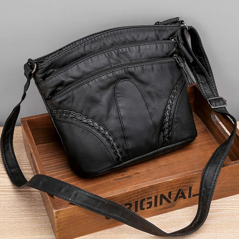 Retro Soft Leather Crossbody Bag for Women