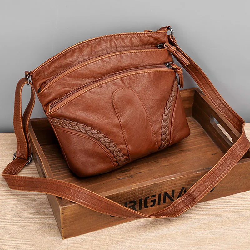 Retro Soft Leather Crossbody Bag for Women